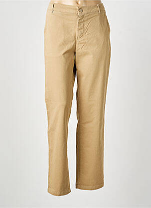 Pantalon droit fermeture zippée sous rabat boutonné beige HAPPY femme