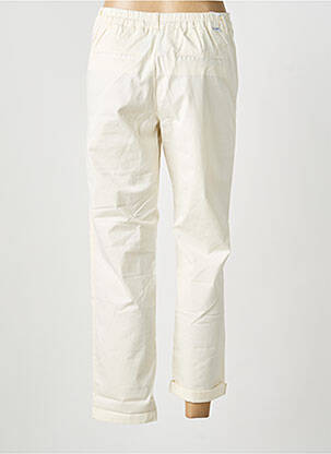 Pantalon droit fermeture zippée sous rabat boutonné blanc HAPPY femme