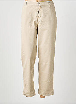 Pantalon droit taille élastique beige clair HAPPY femme