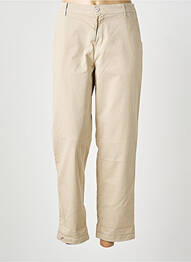 Pantalon droit fermeture zippée sous rabat boutonné beige clair HAPPY femme
