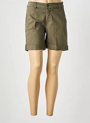 Short fermeture zippée sous rabat boutonné vert HAPPY femme