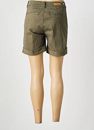 Short fermeture zippée sous rabat boutonné vert HAPPY femme