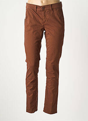 Pantalon chino tissage popeline taille normale marron HAPPY femme