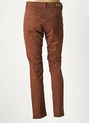 Pantalon chino tissage popeline taille normale marron HAPPY femme