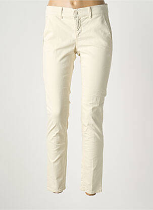 Pantalon chino tissage popeline taille normale beige HAPPY femme