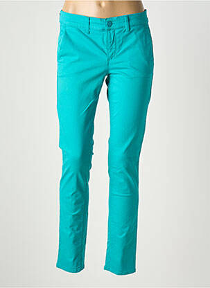 Pantalon chino tissage popeline taille normale bleu HAPPY femme