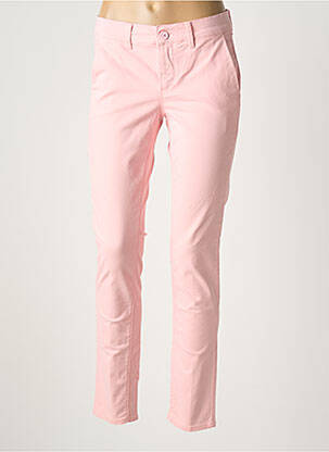 Pantalon chino tissage popeline taille normale rose HAPPY femme