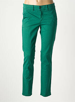 Pantalon chino tissage popeline taille normale vert HAPPY femme