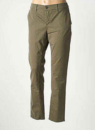 Pantalon chino tissage popeline taille normale vert fonce HAPPY femme