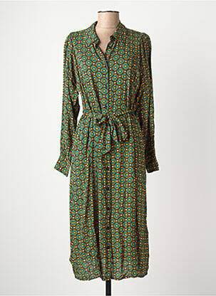 Robe mi-longue coupe fluide manches longues vert KING LOUIE femme