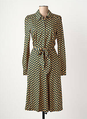 Robe mi-longue coupe fluide manches longues vert KING LOUIE femme