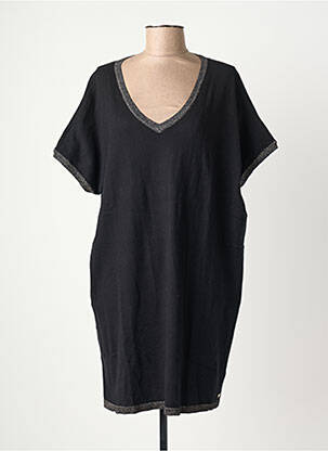 Robe pull coupe droite manches courtes noir LPB femme
