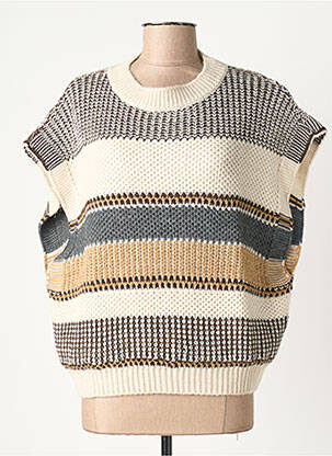 Pull resserrée sur le bas sans manche beige PAKO LITTO femme