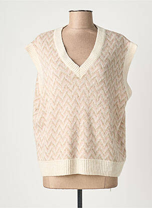 Pull col v sans manche beige PAKO LITTO femme