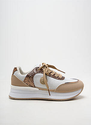 Baskets tissage tissage pailleté talon plat jusqu'à 3cm beige LPB 89 femme