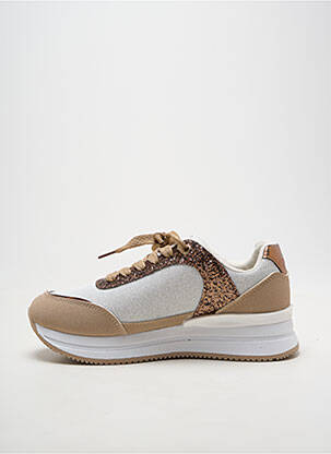 Baskets tissage tissage pailleté talon plat jusqu'à 3cm beige LPB 89 femme