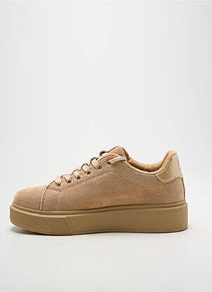 Baskets tissage satiné talon de 4 à 6cm beige LPB 89 femme