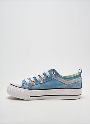Baskets tissage tissage pailleté talon plat jusqu'à 3cm bleu LES P'TITES BOMBES femme