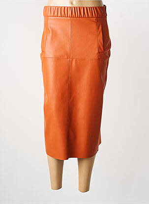 Jupe mi-longue fermeture zip latéral orange LIVIANA CONTI femme