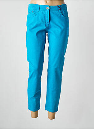 Pantalon 7/8 fermeture zippée sous rabat boutonné bleu LAUREL femme