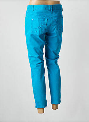 Pantalon 7/8 fermeture zippée sous rabat boutonné bleu LAUREL femme