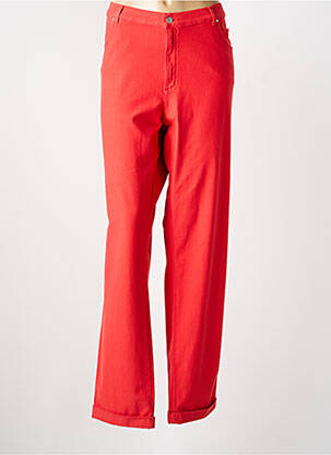 Pantalon droit fermeture zippée sous rabat boutonné rouge MARINA RINALDI femme