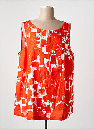 Top imprimé fantaisie sans manche orange OSKA femme