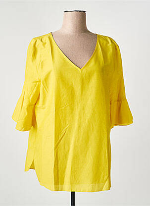 Blouse légère et transparente manches 3/4 jaune LAUREL femme