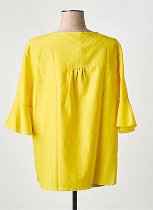 Blouse légère et transparente manches 3/4 jaune LAUREL femme