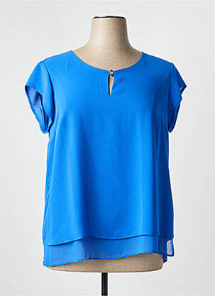 Top coupe fluide manches courtes bleu ELENA MIRO femme