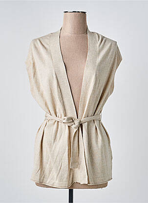 Gilet manches courtes col v beige NOTSHY femme