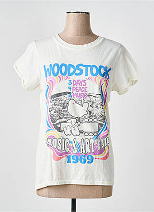 T-shirt sérigraphie manches courtes beige RECYCLED KARMA femme