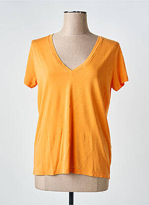 T-shirt col v manches courtes orange MAYJUNE femme