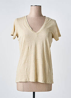 T-shirt col v manches courtes beige MAYJUNE femme