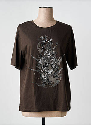 T-shirt sérigraphie avec strass manches courtes marron MOS MOSH femme