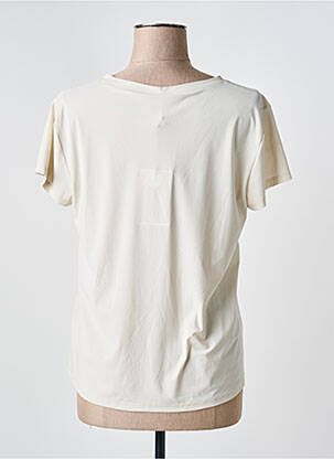 T-shirt col v manches courtes beige INDIES femme