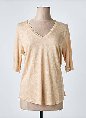 T-shirt manches 3/4 manches 3/4 beige NOTSHY femme