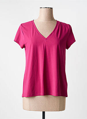 T-shirt col v manches courtes rose INDIES femme