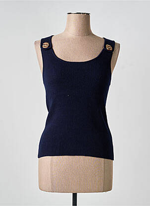 Débardeur tissage côtelé sans manche bleu NOTSHY femme