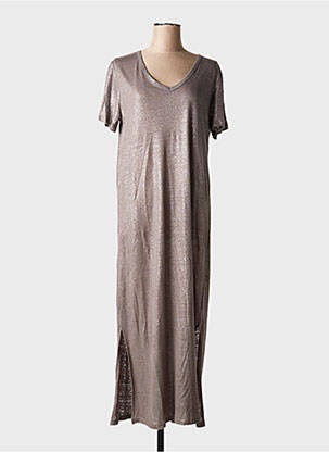 Robe longue manches courtes manches courtes gris NOTSHY femme