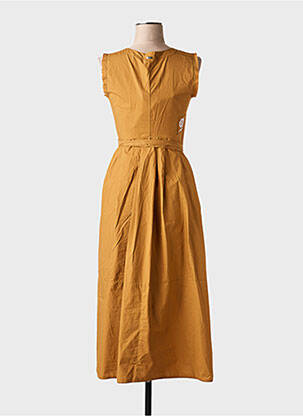 Robe longue tissage popeline sans manche marron HIGH femme