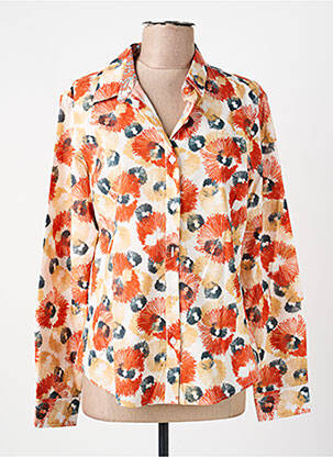 Chemisier imprimé fleurs manches longues orange NUMEROLOGIE femme