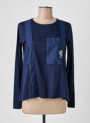 Top stretch manches longues bleu fonce HIGH femme