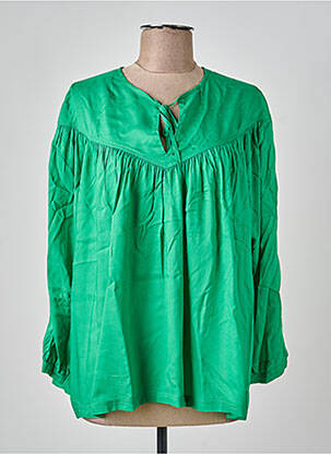 Blouse tissage popeline manches longues vert INDIES femme