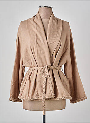 Veste kimono col cache-coeur marron NOTSHY femme