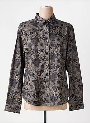 Chemisier imprimé fleurs manches longues gris NUMEROLOGIE femme