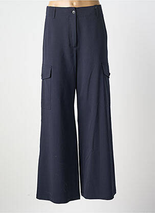 Pantalon cargo fermeture zippée sous rabat boutonné taille haute bleu WEEKEND MAXMARA femme