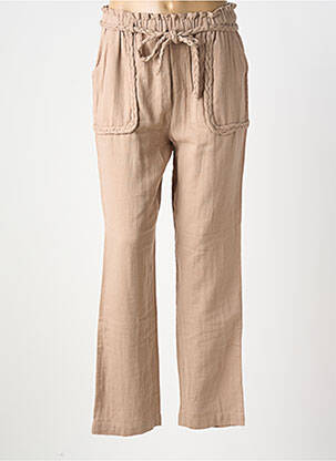 Pantalon droit tissage crêpe taille haute marron NOTSHY femme