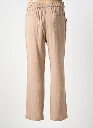 Pantalon droit tissage crêpe taille haute marron NOTSHY femme