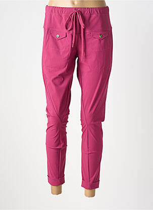 Pantalon slim taille élastique taille normale rose INDIES femme